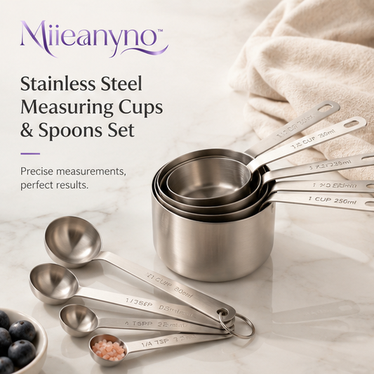 Miieanyno™ Stainless Steel Measuring Cups & Spoons Set