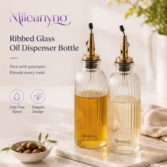 Miieanyno™ Ribbed Glass Oil Dispenser Bottle
